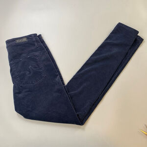 Women's AG Blue Farrah Skinny High-Rise  Velvet Jeans size 27 Quiet Luxury
